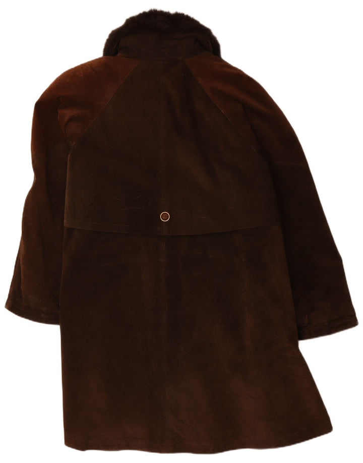 Vintage Damen Wildleder Übergroßer Mantel IT 44 Mittelbraunes Leder