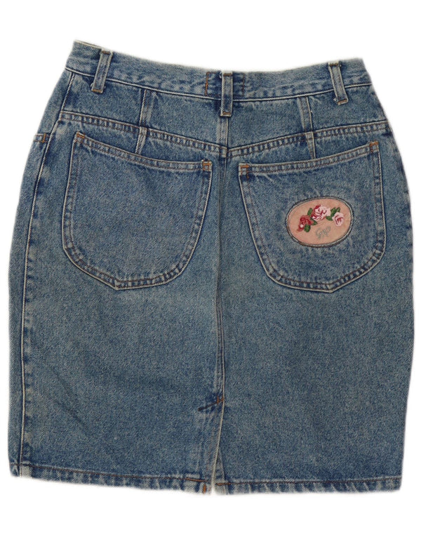 Vintage Damen High Waist Jeansrock IT 46 Large W30 Blaue Baumwolle