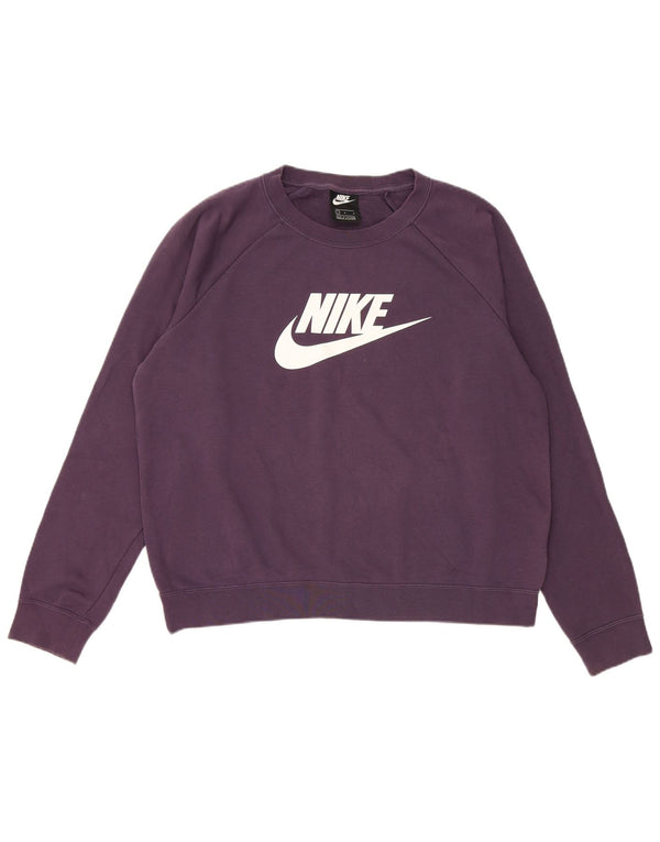 Nike Womens Graphic Oversized Sweatshirt Pullover UK 16 Large Lila Baumwolle