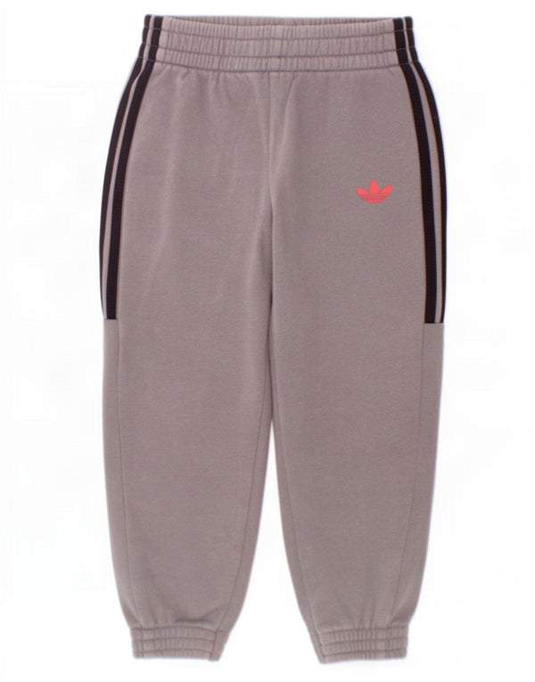 Adidas Jungen Grafik-Trainingshose, Jogginghose, 3–4 Jahre, graue Baumwolle