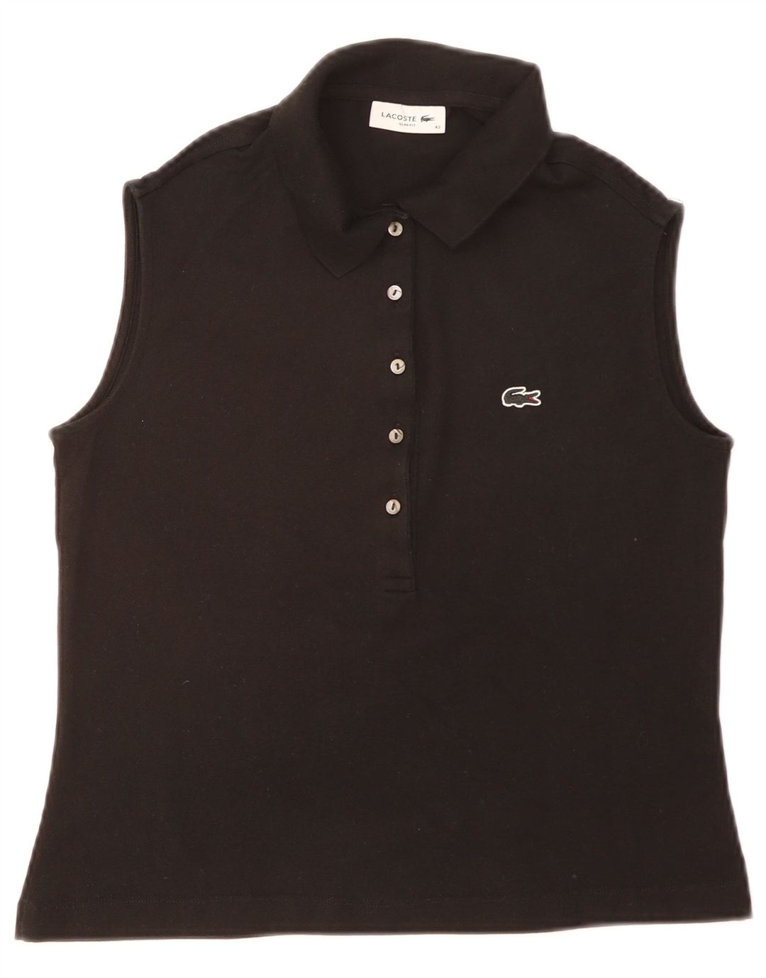 Lacoste Damen ärmelloses Slim-Fit-Poloshirt, Größe 40, mittelschwarz