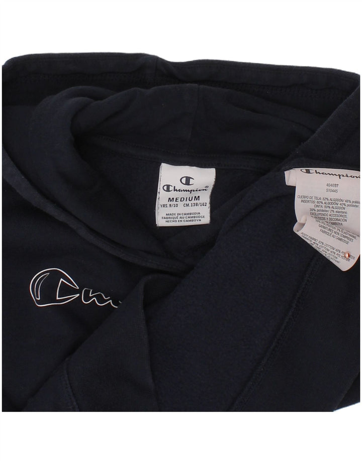 CHAMPION Mädchen-Kapuzenpullover mit Grafik, 9–10 Jahre, mittelmarineblaue Baumwolle