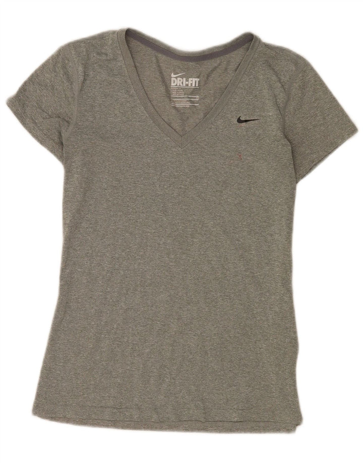 Nike Damen T-Shirt Top UK 10 Small Grau geflecktes Polyester