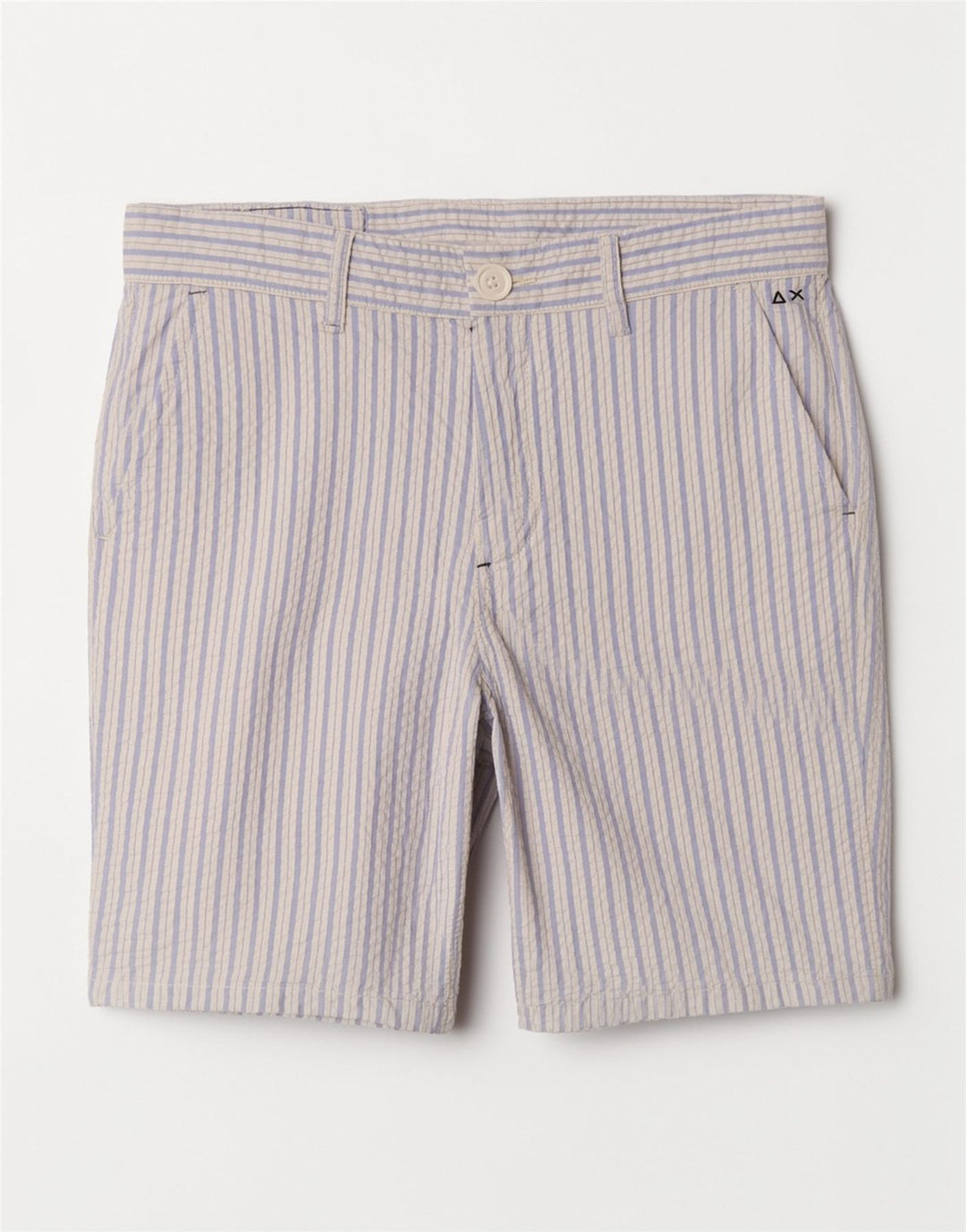 Sun68 Herren-Chinoshorts W31 Mittelblau gestreift aus Baumwolle