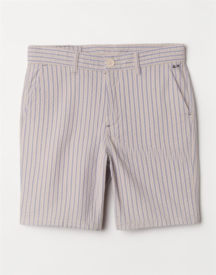 Sun68 Herren-Chinoshorts W31 Mittelblau gestreift aus Baumwolle