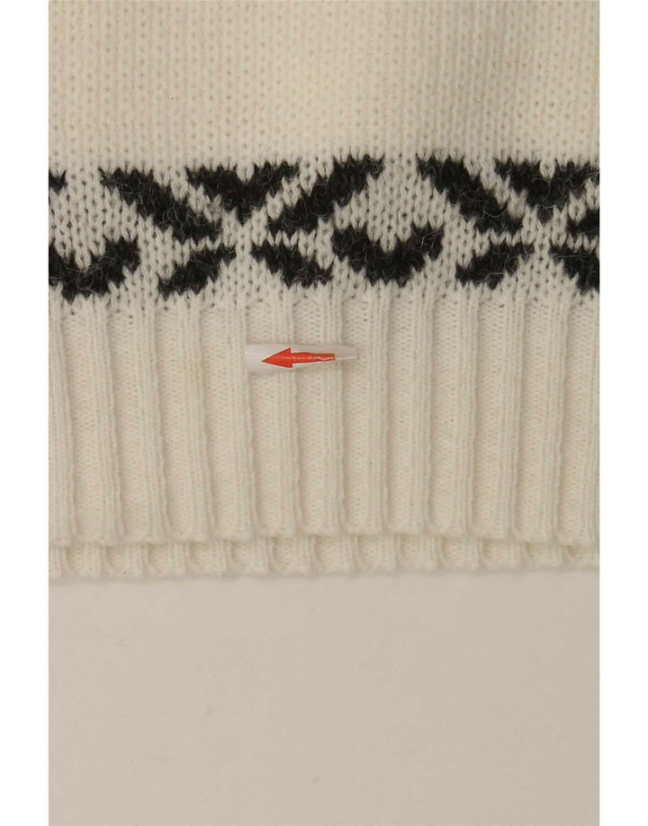 Vintage Herren Pullover mit Rundhalsausschnitt, Mittelweiß, Fair Isle