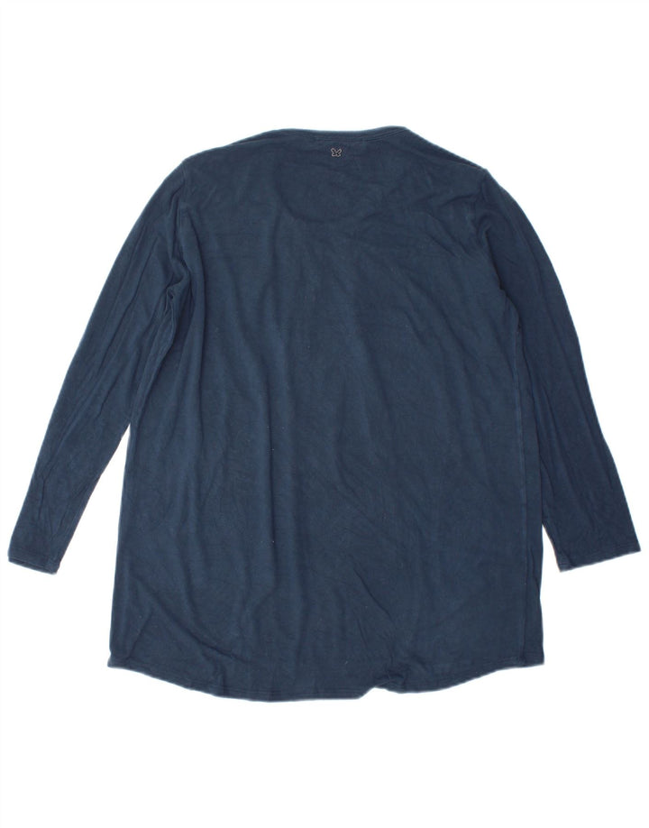 Max Mara Damen Weekend Top Langarm UK 14 Medium Marineblau Viskose