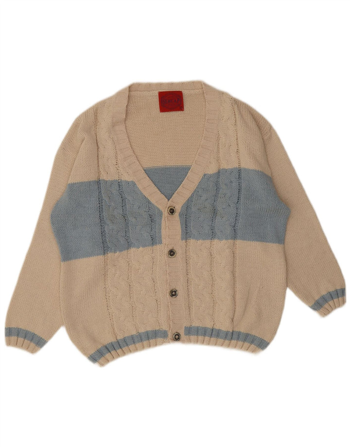 Sercap Herren-Cardigan-Pullover XL Beige Colourblock-Baumwolle