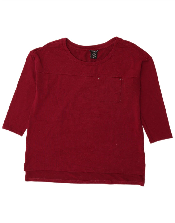 CALVIN KLEIN JEANS Damen Top 3/4 Ärmel UK 10 Small Burgund Polyester