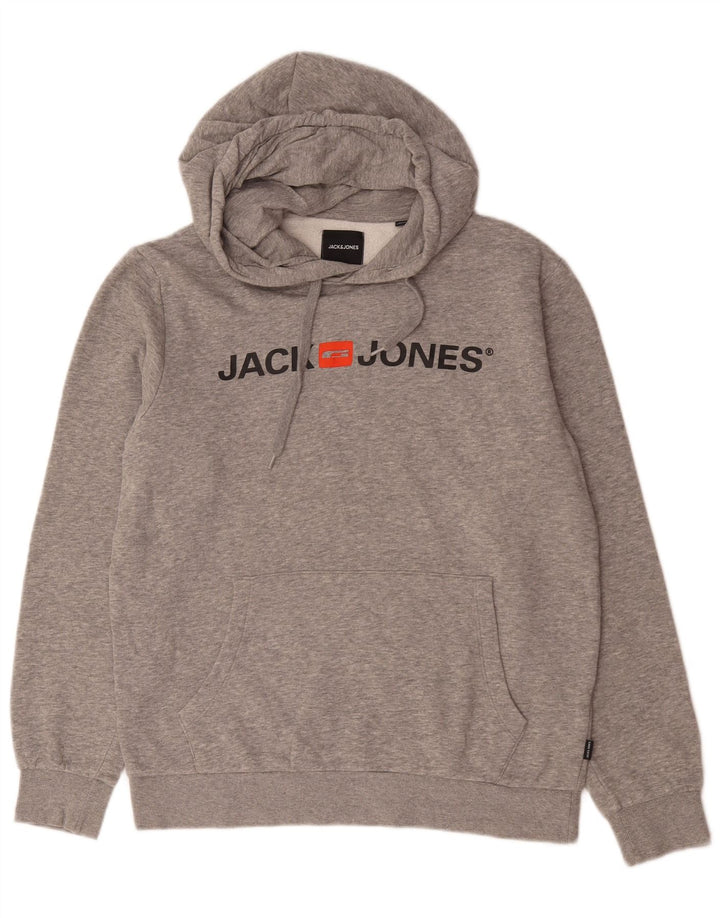 Jack & Jones Herren-Kapuzenpullover mit Grafik, mittelgrau meliert