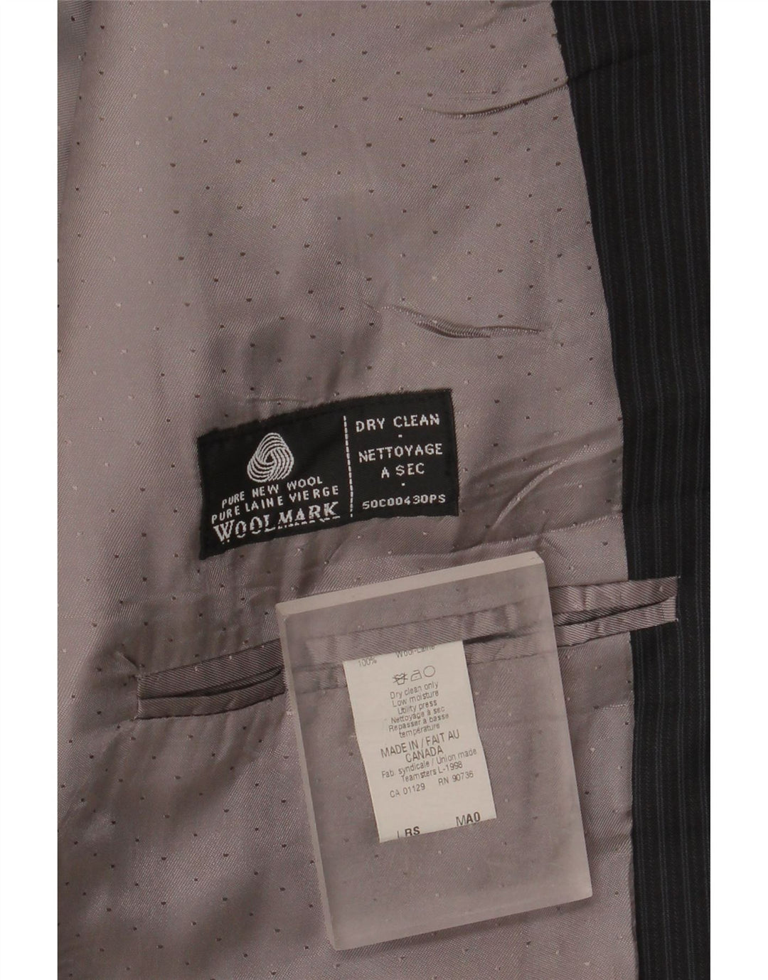 Calvin Klein Herren Longline Blazer Jacke UK 44 2XL Schwarz Nadelstreifen Schurwolle