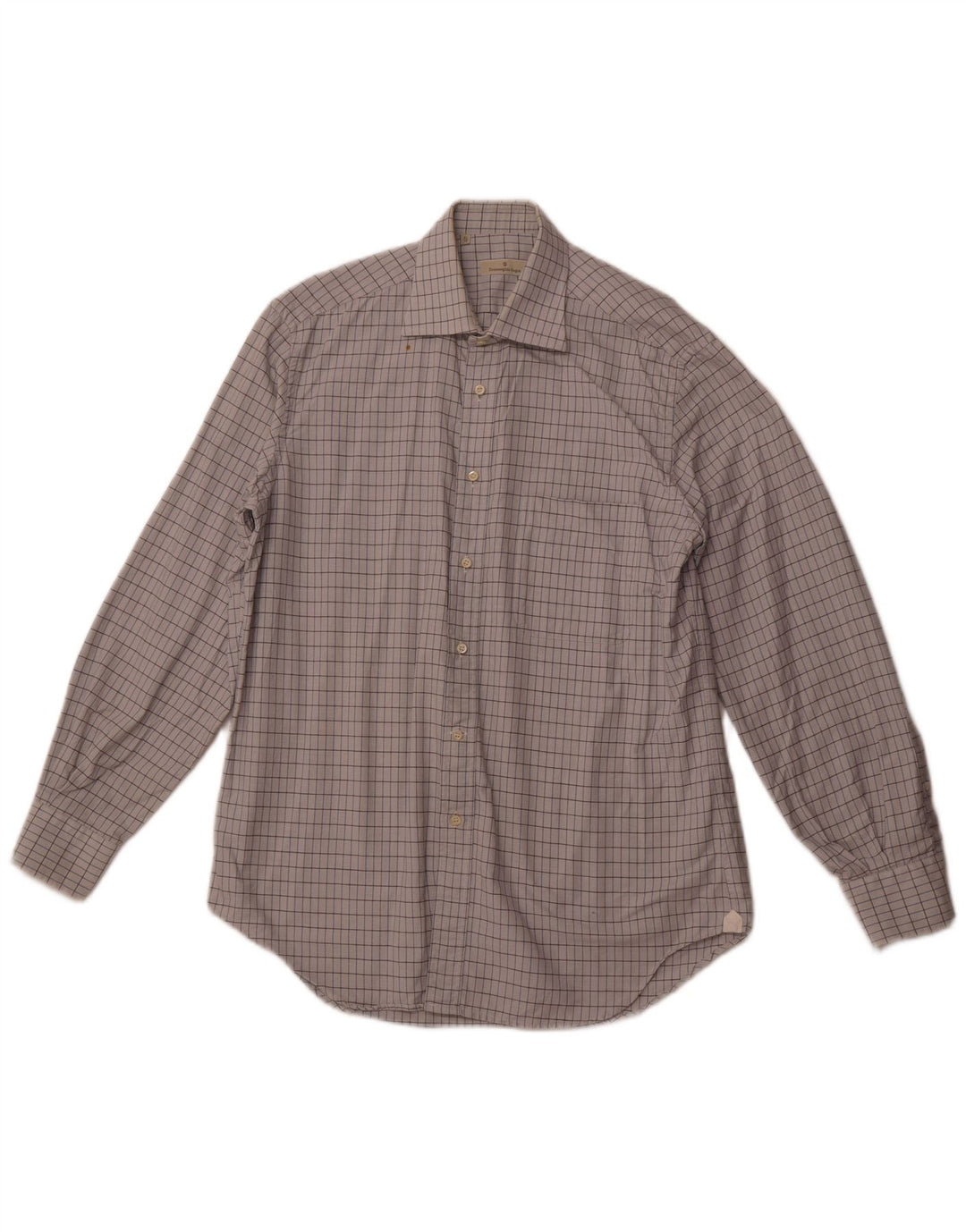 ERMENEGILDO ZEGNA Herrenhemd Größe 41 16 Große cremefarbene Karo-Baumwolle