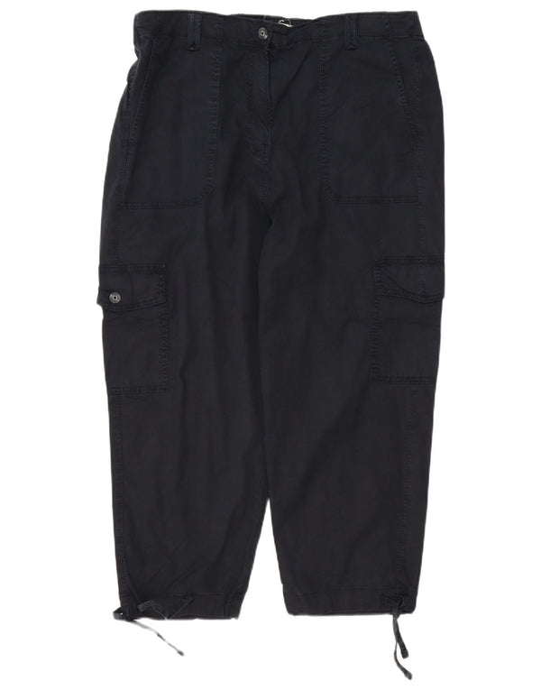 Marks & Spencer Damen-Cargohose mit hoher Taille, UK 16, Größe L, W38, L23, Schwarz