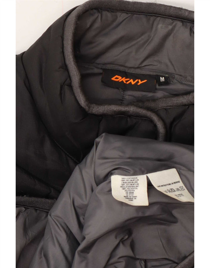 Dkny Womens Graphic Wattierte Weste UK 14 Mittelschwarzes Nylon