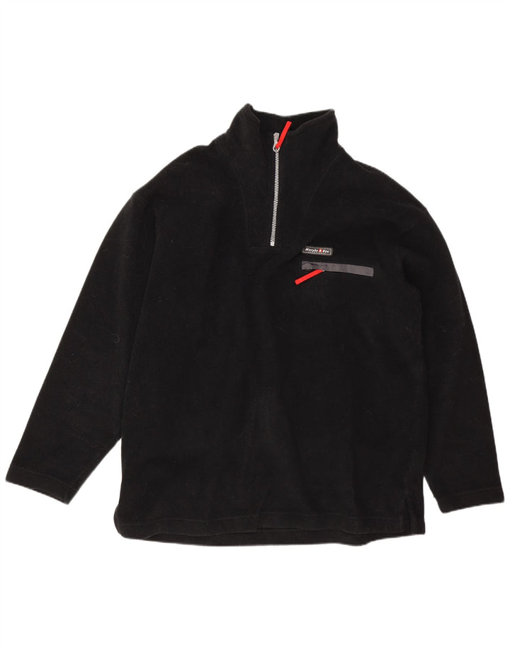Murphy & Nye Herren Fleecepullover mit Reißverschluss, XL, Schwarz, Polyester