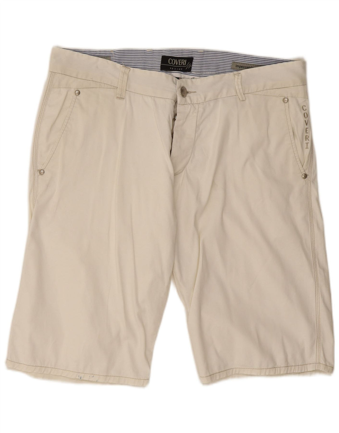 Coveri Herren-Chinoshorts IT 52 XL W38 Weiß Elastan