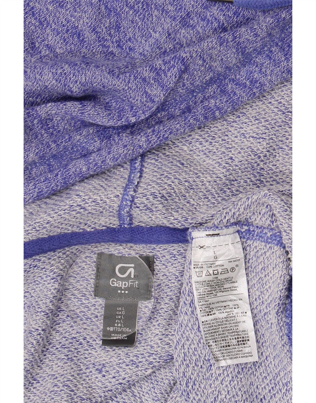 GAP Damen-Kapuzenpullover mit Reißverschluss, UK 16, Größe L, lila gesprenkelte Baumwolle