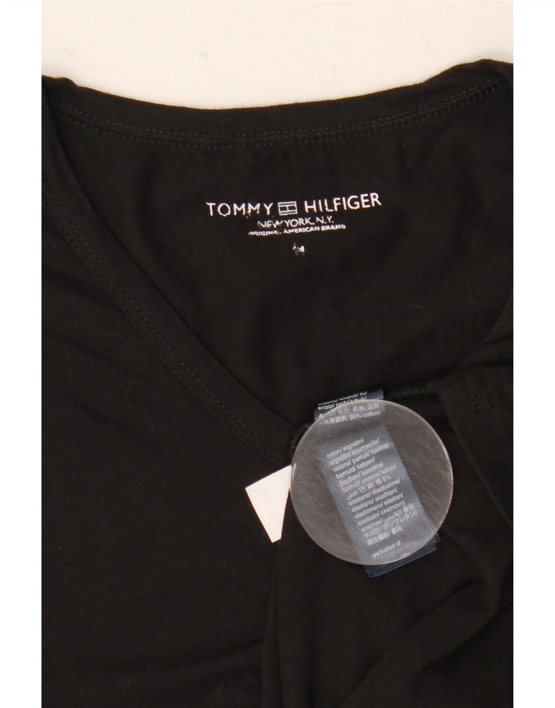 Tommy Hilfiger Herren T-Shirt Top Medium Schwarz Baumwolle