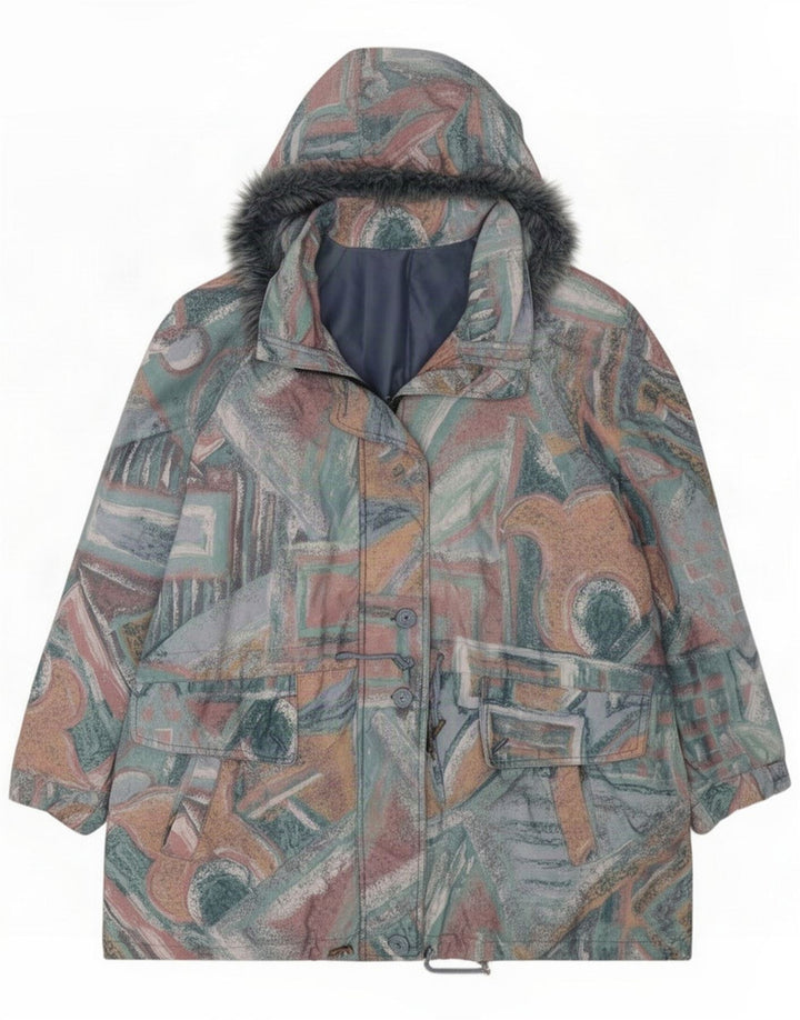 Vintage Womens Abstract Pattern Windjacke UK 16 Large Multicoloure