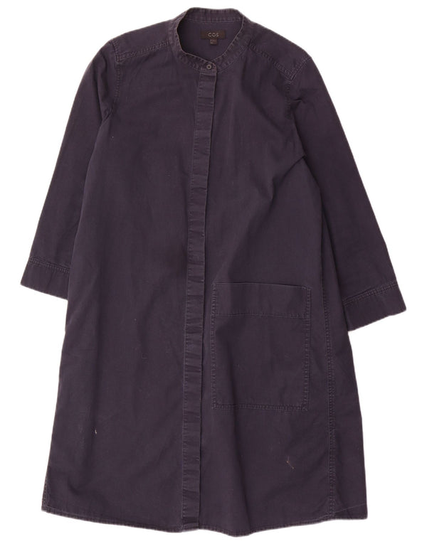 Cos Womens Overcoat EU 40 Medium Navy Blue Cotton