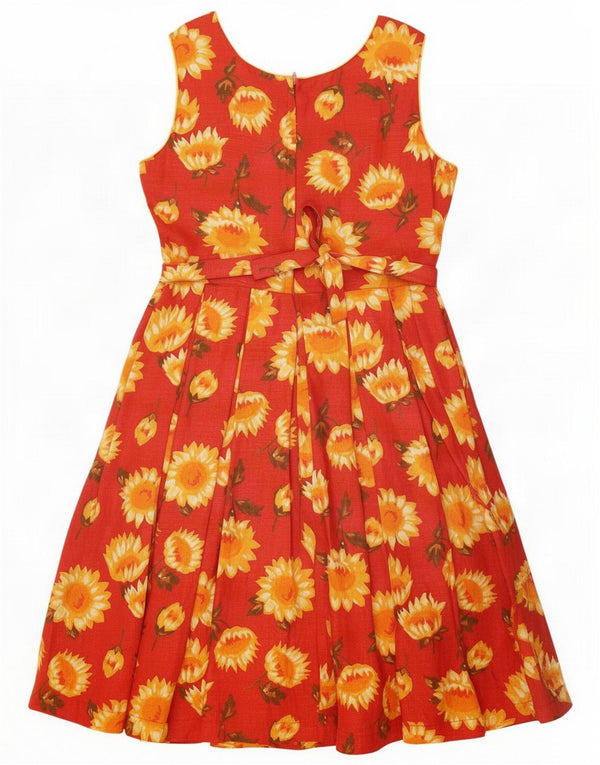 Marronetto Damen Ärmelloses A-Linien-Kleid UK 10 Small Red Floral Cotton