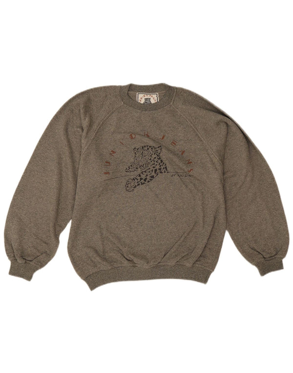 Krizia Sweatshirt-Pullover mit Grafik für Mädchen, 14–15 Jahre, grün gefleckte Baumwolle