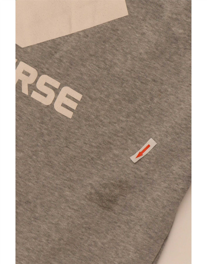 Converse Damen Grafik-Sweatshirt-Pullover UK 14 Mittelgraue Baumwolle