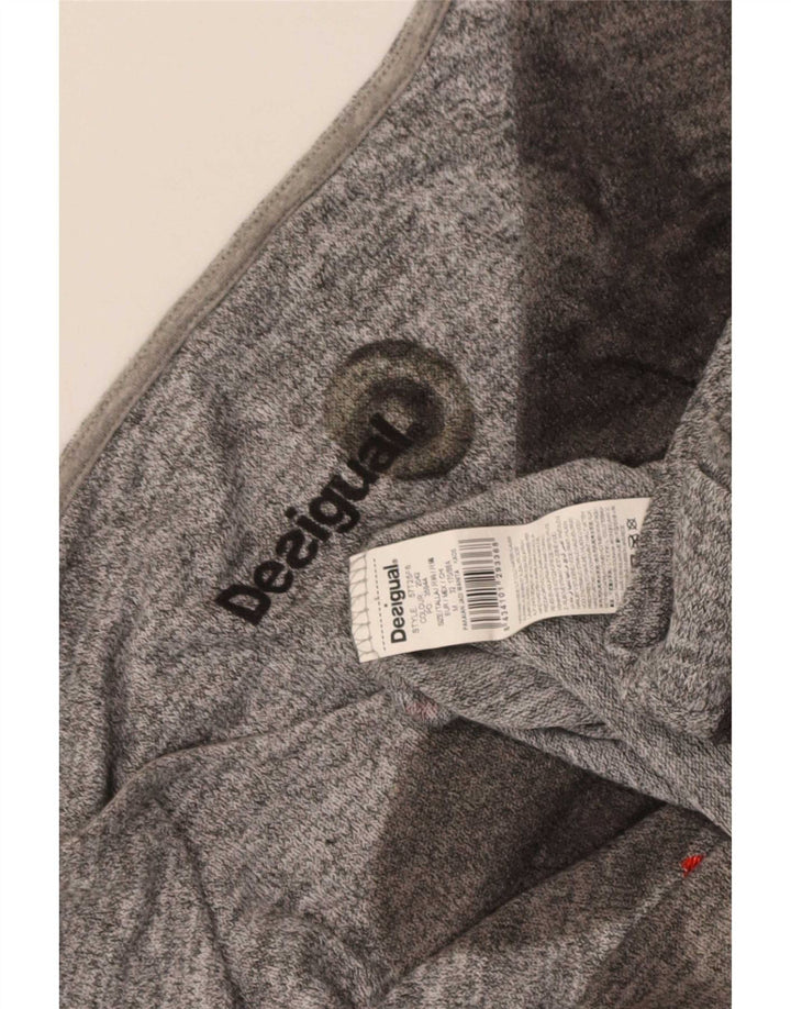 Desigual Damen-Grafikoberteil mit 3/4-Ärmeln, UK-Größe 14, mittelgrau, geometrisch