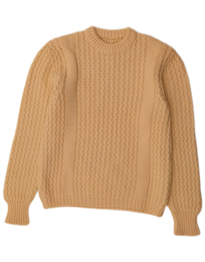 VINTAGE Damen-Pullover mit Rundhalsausschnitt, UK 14, Mittelbeige