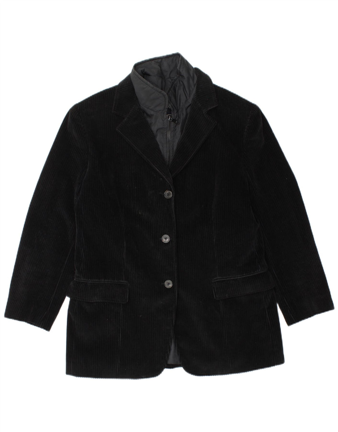 FAY Damen Blazerjacke aus Cord mit 3 Knöpfen, Gr. 46, Schwarz