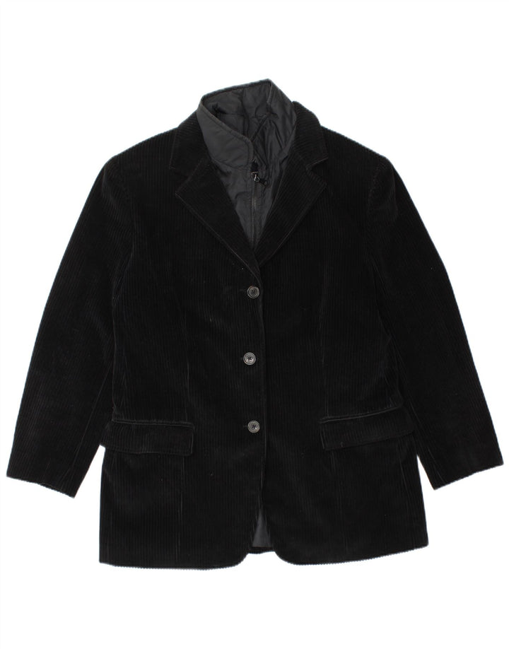 FAY Damen Blazerjacke aus Cord mit 3 Knöpfen, Gr. 46, Schwarz