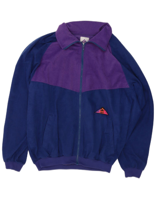 Aesse Mens Velour Tracksuit Top Jacket Large Purple Colourblock Polyester