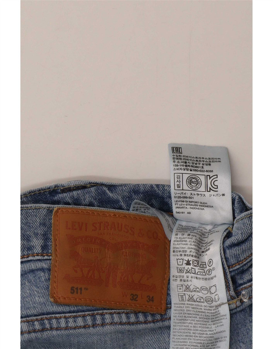 Levi's Herren 511 Slim Jeans W32 L28 Blaue Baumwolle