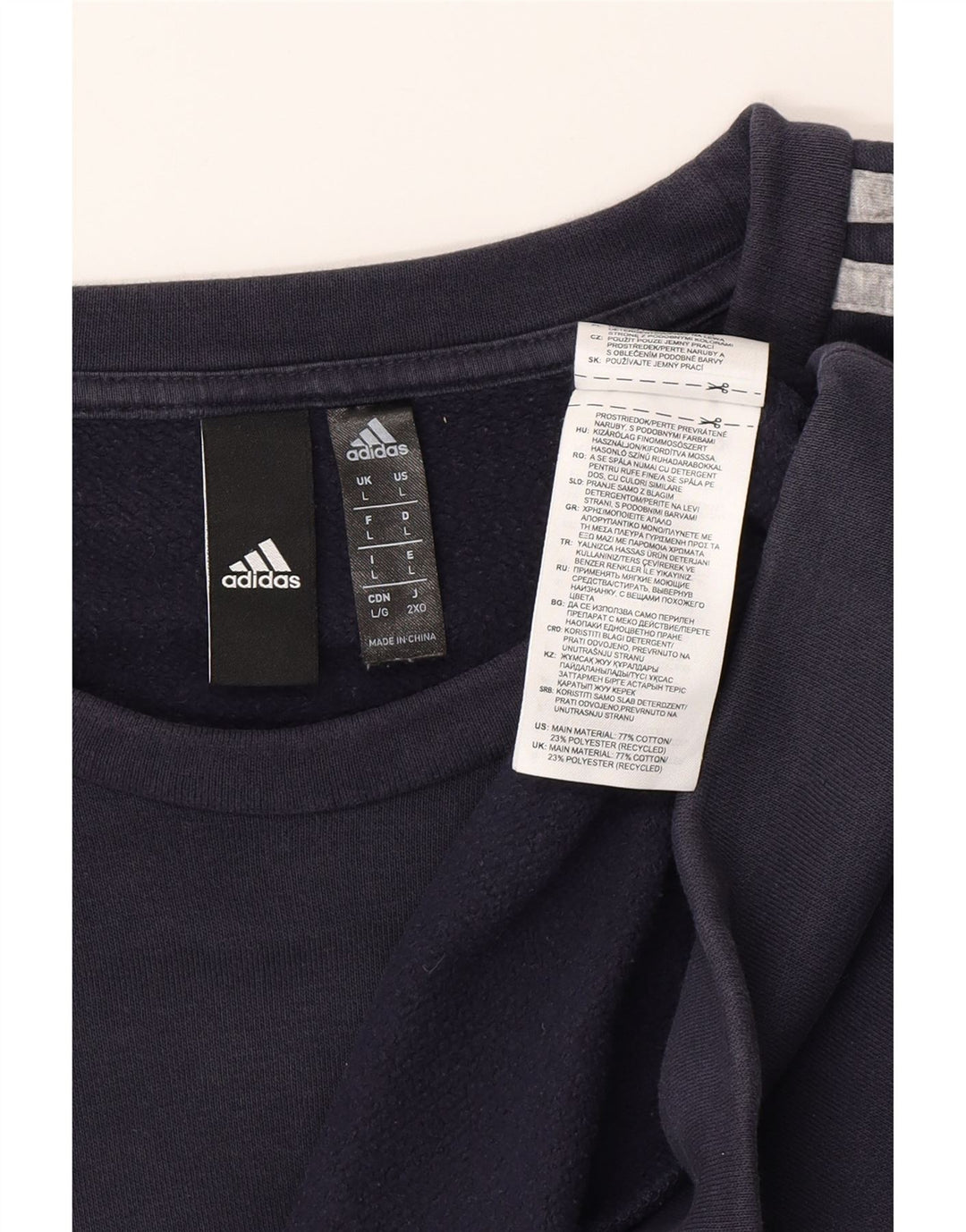 ADIDAS Mens Sweatshirt Jumper Large Navy Blue Cotton