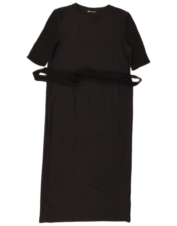ZARA Womens Maxi Dress UK 14 Large Black Polyester