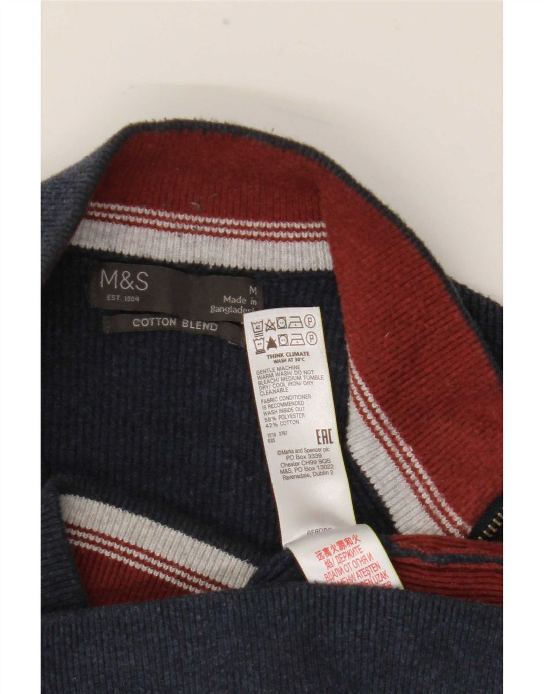 Marks & Spencer Herren-Strickjacke aus Polyester in mittlerem Marineblau