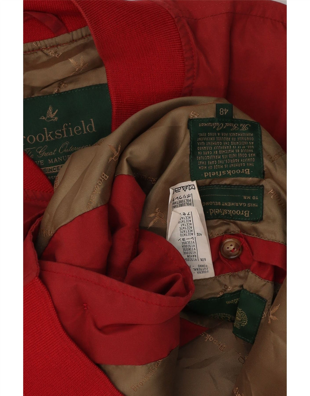 Brooksfield Herren Bomberjacke IT 48 Mittelrote Viskose