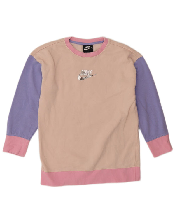 Nike Mädchen-Sweatshirt mit Standard-Passform, 8–9 Jahre, Größe S, Rosa, Farbblock