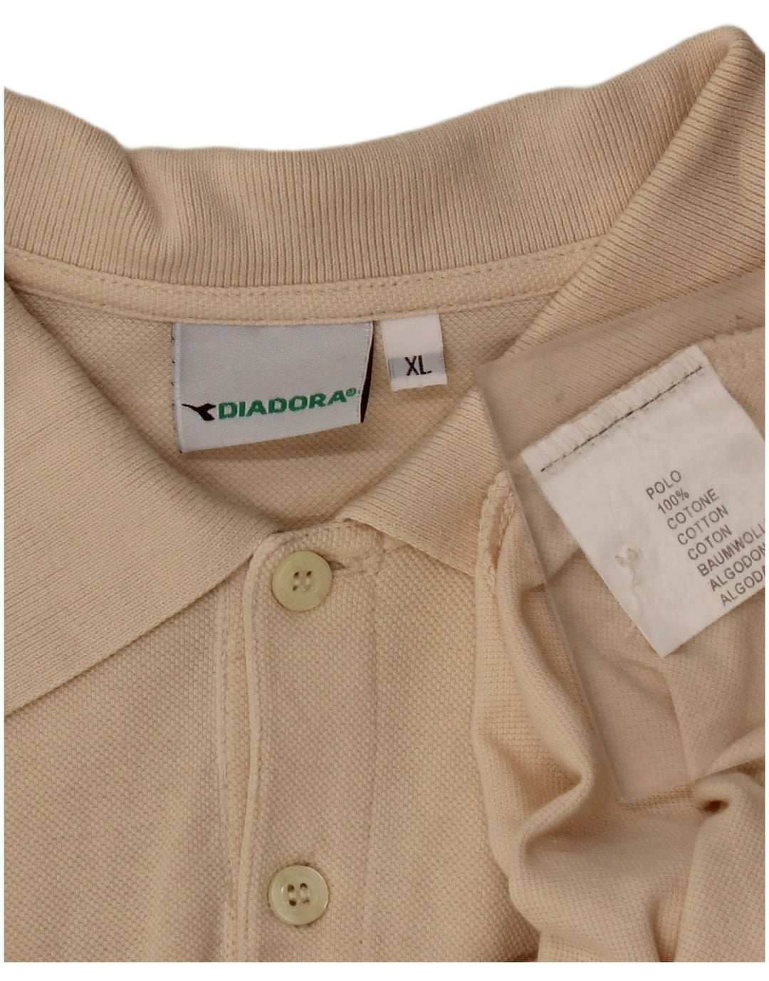DIADORA Herren Poloshirt XL Beige Baumwolle