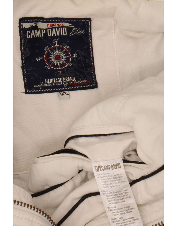 Camp David Herren Bomberjacke mit Grafik, UK 46 3XL, weiße Baumwolle