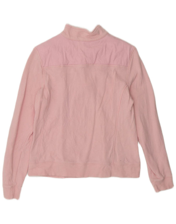 VINEYARD VINES Womens Zip Neck Sweatshirt Jumper UK 14 Medium Pink Cotton