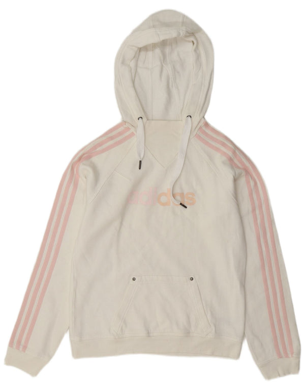 Adidas Damen Graphic Hoodie Pullover UK 12 Mittelweiße Baumwolle