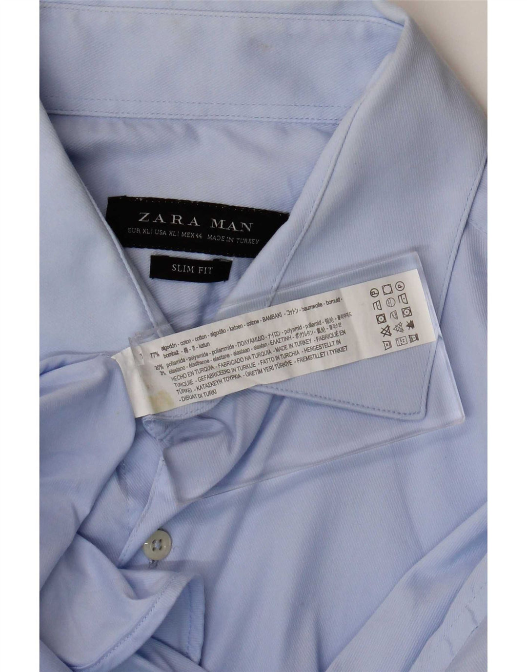 Zara Herren-Slim-Fit-Formalhemd XL aus blauer Baumwolle