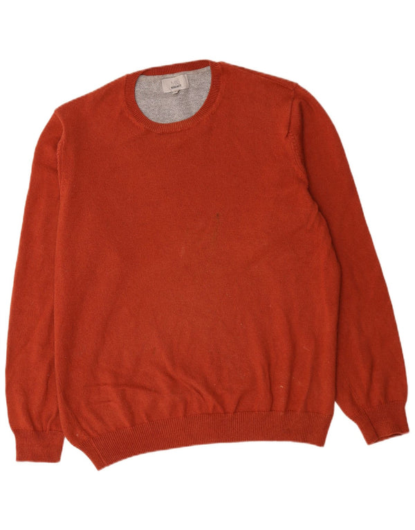 Marks & Spencer Herren-Pullover mit Rundhalsausschnitt, reguläre Passform, große rote Baumwolle