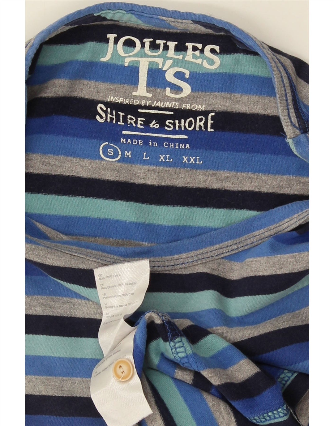 Joules Herren-T-Shirt-Oberteil, klein, blau gestreift, Baumwolle