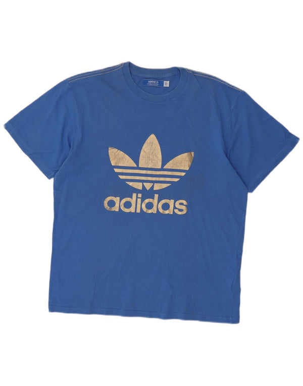 Adidas Mens Graphic T-Shirt Top Large Blue Cotton