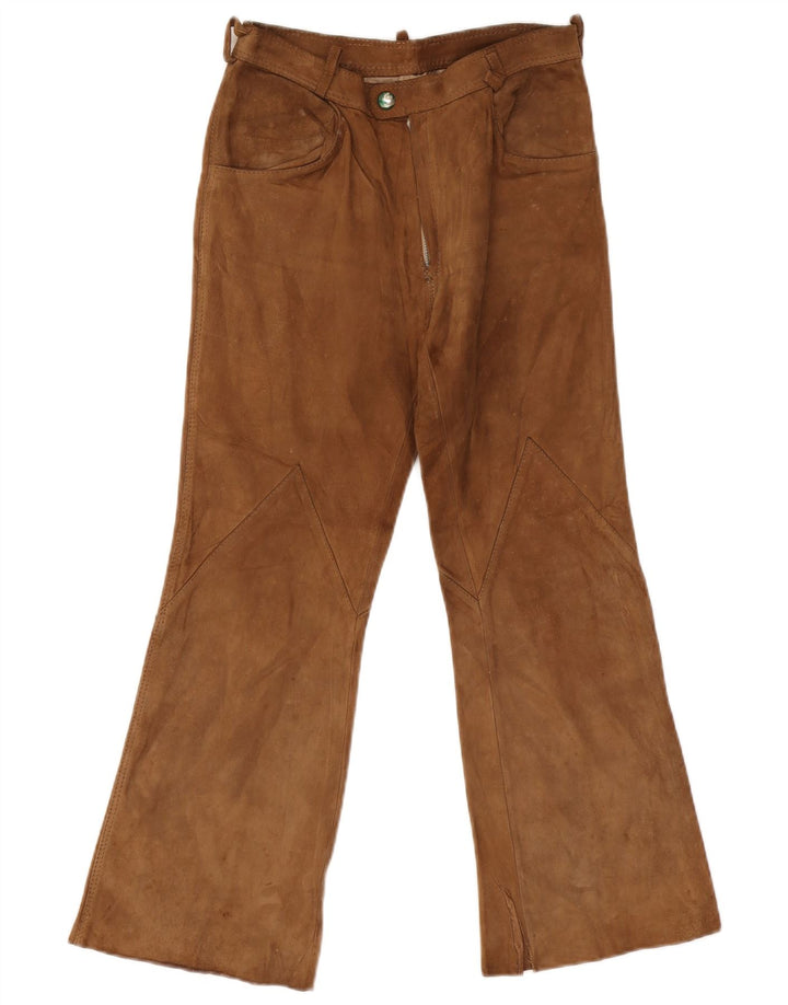 Vintage Damen Flare Wildlederhose W26 L26 Beige