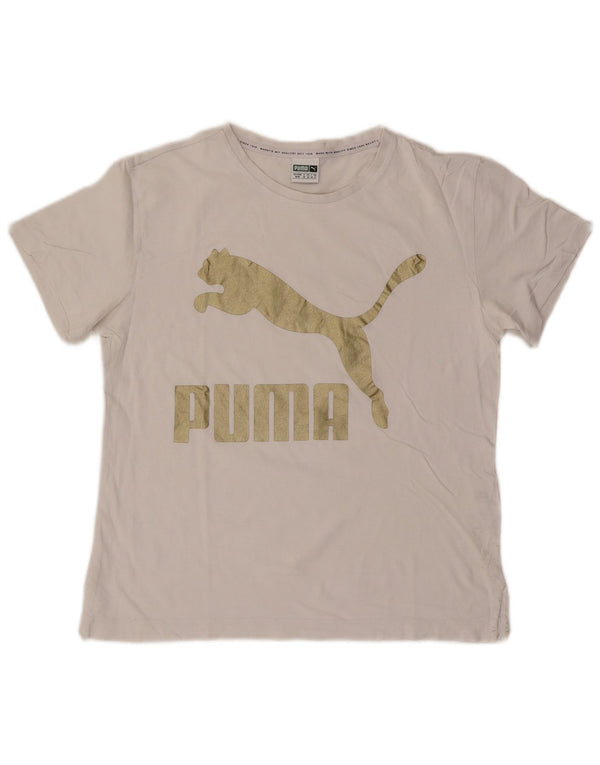 Puma Damen Graphic T-Shirt Top UK 14 Mittelweiße Baumwolle