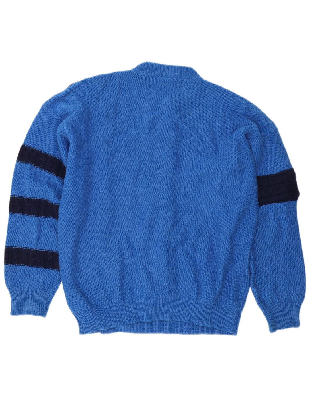 Vintage Herren-Pullover mit Rundhalsausschnitt, Größe 52, groß, blau, Farbblock