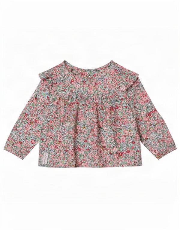 Joules Baby-Mädchen-Top, langärmelig, 12–18 Monate, mehrfarbig, Blumenmuster, Viskose